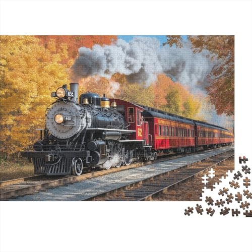 Puzzle Aus 1000 Stücken Für Erwachsene Dampflokomotive Anspruchsvolles Spielzeug Herbstlandschaft Formpuzzel Familien-Puzzlespiel Home-Dekoration 1000pcs (75x50cm) von YYVKPMLXC