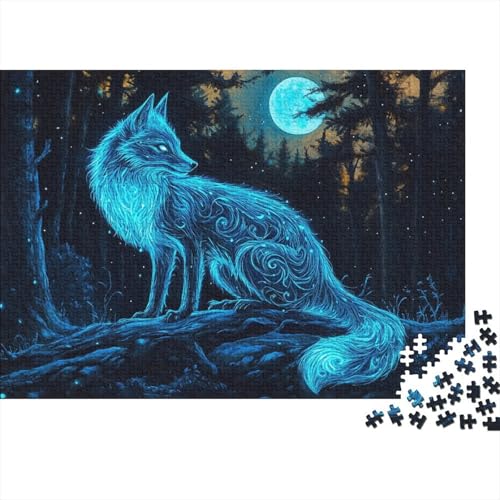 Puzzle Aus 1000 Stücken Für Erwachsene Wolf EIN Unmögliches Geschicklichkeitsspiel Moon Night Wald Figurenpuzzle Lernspiel Spielzeug Geschenk Home-Dekoration 1000pcs (75x50cm) von YYVKPMLXC