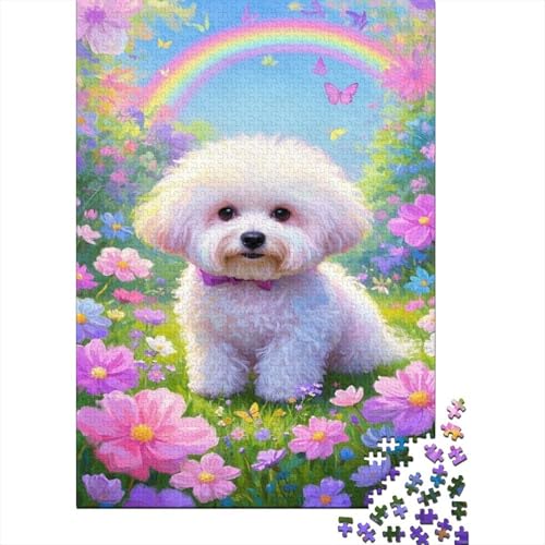 Puzzle Bichon Frisé Mit 1000 Teilen Für Erwachsene, Anspruchsvolles Spielzeug Frühlingslandschaft Holzpuzzles Lernspiel Spielzeug Geschenk Home-Dekoration 1000pcs (75x50cm) von YYVKPMLXC