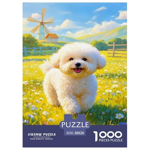 Puzzle Bichon Frisé Mit 1000 Teilen Für Erwachsene,Pastorale Szene Anspruchsvolles Spielzeug Lernspiel Spielzeug Geschenk Home-Dekoration 38x26cm/1000pcs von YYVKPMLXC