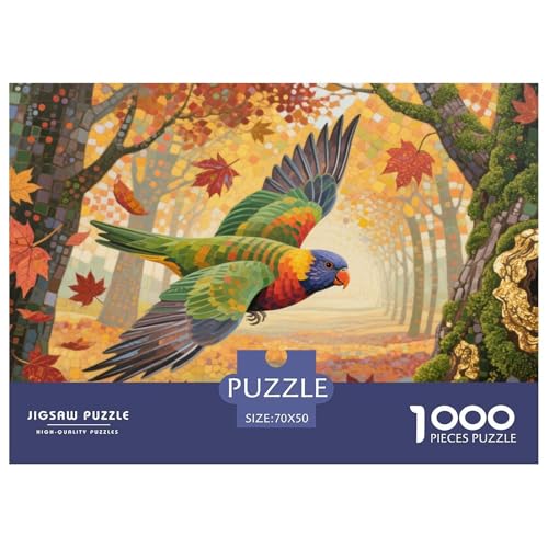 Puzzle Blutfleck-Saugsittich Mit 1000 Teilen Für Erwachsene,Herbstwald Anspruchsvolles Spielzeug Lernspiel Spielzeug Geschenk Home-Dekoration 70x50cm/1000pcs von YYVKPMLXC