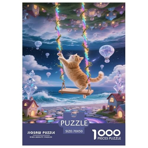 Puzzle British-Shorthair-Kater Mit 1000 Teilen Für Erwachsene,Küstenstadt Anspruchsvolles Spielzeug Lernspiel Spielzeug Geschenk Home-Dekoration 70x50cm/1000pcs von YYVKPMLXC