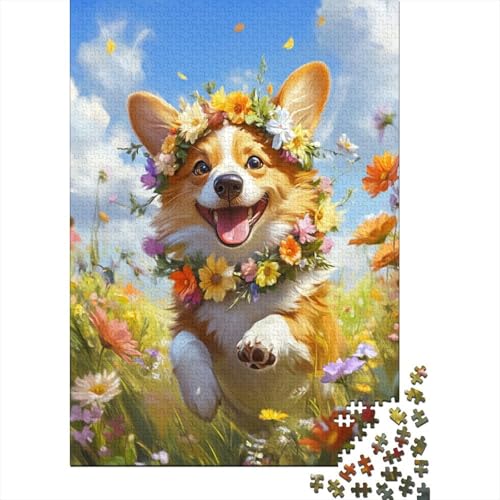 Puzzle Corgi Mit 1000 Teilen Für Erwachsene, Frühlingsblumes Herausforderungsspielzeug Schnipselpuzzle Lernspiel Spielzeug Geschenk Home-Dekoration 1000pcs (75x50cm) von YYVKPMLXC