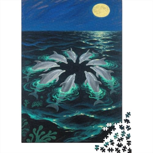 Puzzle Delfin Mit 1000 Teilen Für Erwachsene, Mondlicht-Meer EIN Unmögliches Geschicklichkeitsspiel Schnipselpuzzle Familien-Puzzlespiel Home-Dekoration 1000pcs (75x50cm) von YYVKPMLXC