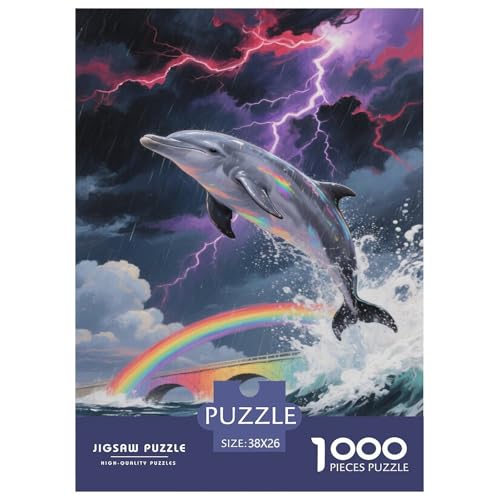 Puzzle Delfin Mit 1000 Teilen Für Erwachsene,Sturms Ozean Anspruchsvolles Spielzeug Lernspiel Spielzeug Geschenk Home-Dekoration 38x26cm/1000pcs von YYVKPMLXC