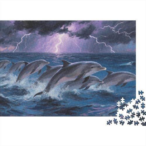 Puzzle Delfine Mit 1000 Teilen Für Erwachsene,Gewittermeer Anspruchsvolles Spielzeug Intelligenz-Puzzle Home-Dekoration 1000pcs (75x50cm) von YYVKPMLXC