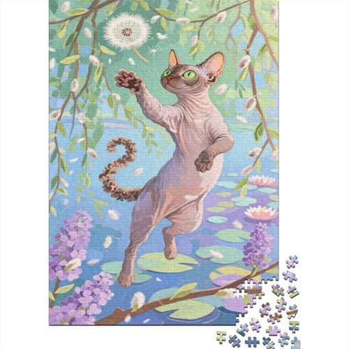 Puzzle Devon-Rex-Katze Mit 1000 Teilen Für Erwachsene, Frühlings-Teichszene EIN Unmögliches Geschicklichkeitsspiel Schnipselpuzzle Familien-Puzzlespiel Home-Dekoration 1000pcs (75x50cm) von YYVKPMLXC