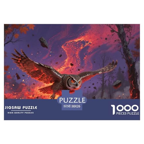 Puzzle Eule Mit 1000 Teilen Für Erwachsene,Flammender Wald EIN Unmögliches Geschicklichkeitsspiel Familien-Puzzlespiel Home-Dekoration 38x26cm/1000pcs von YYVKPMLXC