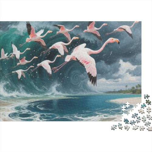 Puzzle Flamingos Aus 1000 Stücken Für Erwachsene,Sturmiges Meer EIN Unmögliches Geschicklichkeitsspiel, Lernspiel Spielzeug Geschenk Home-Dekoration 1000pcs (75x50cm) von YYVKPMLXC