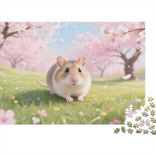 Puzzle Hamster Aus 1000 Stücken Für Erwachsene,Frühlings Kirschblüte Lawn Scene EIN Unmögliches Geschicklichkeitsspiel, Lernspiel Spielzeug Geschenk Home-Dekoration 1000pcs (75x50cm) von YYVKPMLXC