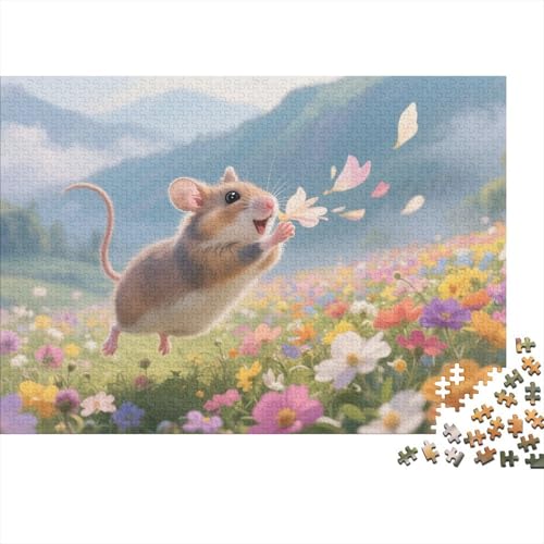 Puzzle Hamster Mit 1000 Teilen Für Erwachsene,Spring Blumenfeldszene Anspruchsvolles Spielzeug Schnipselpuzzle, Intelligenz-Puzzle Home-Dekoration 1000pcs (75x50cm) von YYVKPMLXC