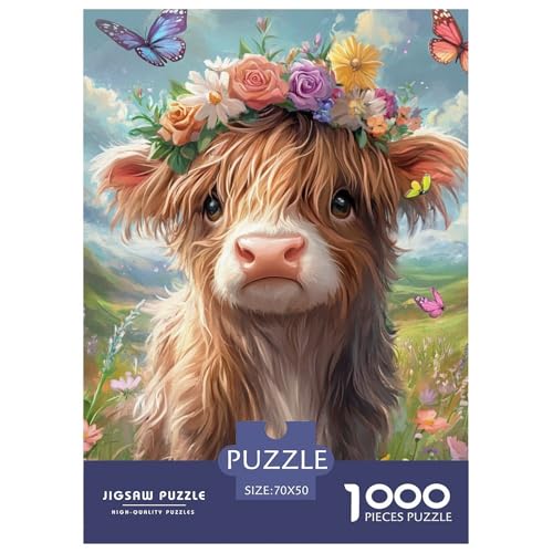 Puzzle Highlandrind 1000 Stücken Für Erwachsene,Frühlingslandschaft EIN Unmögliches Geschicklichkeitsspiel Lernspiel Spielzeug Geschenk Home-Dekoration 70x50cm/1000pcs von YYVKPMLXC