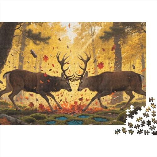 Puzzle Hirsch Aus 1000 Stücken Für Erwachsene,Herbstwald EIN Unmögliches Geschicklichkeitsspiel, Lernspiel Spielzeug Geschenk Home-Dekoration 1000pcs (75x50cm) von YYVKPMLXC