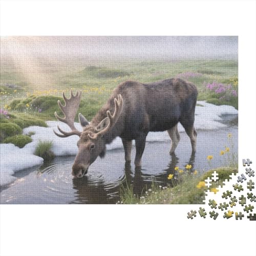 Puzzle Hirsch Mit 1000 Teilen Für Erwachsene,Nebelige Wiese EIN Unmögliches Geschicklichkeitsspiel Familien-Puzzlespiel Home-Dekoration 1000pcs (75x50cm) von YYVKPMLXC
