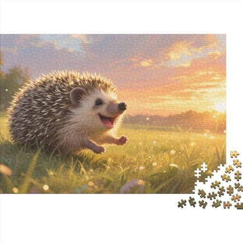Puzzle Igel Mit 1000 Teilen Für Erwachsene,Sonnenuntergang Wiese EIN Unmögliches Geschicklichkeitsspiel Lernspiel Spielzeug Geschenk Home-Dekoration 1000pcs (75x50cm) von YYVKPMLXC