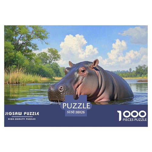 Puzzle Kleiner Nilpferd Aus 1000 Stücken Für Erwachsene,Wildtiere EIN Unmögliches Geschicklichkeitsspiel, Lernspiel Spielzeug Geschenk Home-Dekoration 38x26cm/1000pcs von YYVKPMLXC