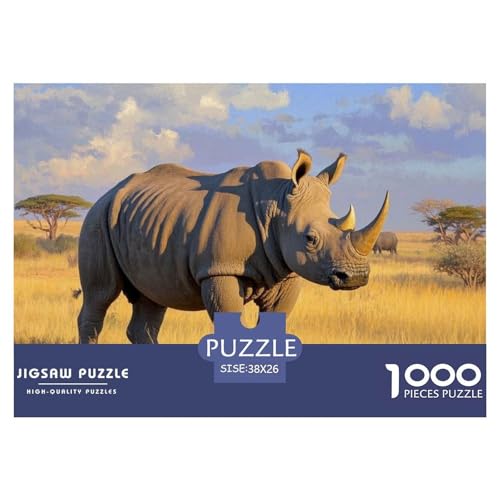 Puzzle Kleines Nashorn Aus 1000 Stücken Für Erwachsene,Tropisches Grasland EIN Unmögliches Geschicklichkeitsspiel, Lernspiel Spielzeug Geschenk Home-Dekoration 38x26cm/1000pcs von YYVKPMLXC