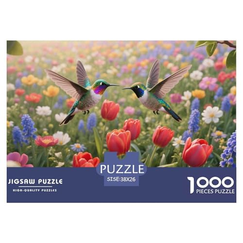 Puzzle Kolibri Mit 1000 Teilen Für Erwachsene,Blumenmeer Ökologie EIN Unmögliches Geschicklichkeitsspiel Familien-Puzzlespiel Home-Dekoration 38x26cm/1000pcs von YYVKPMLXC