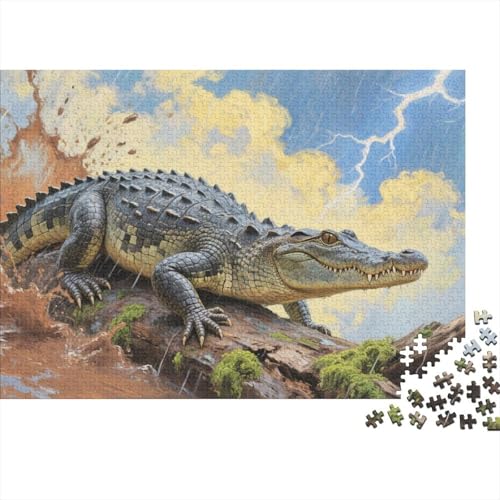 Puzzle Krokodil Mit 1000 Teilen Für Erwachsene,Regensturm Flussufer EIN Unmögliches Geschicklichkeitsspiel Familien-Puzzlespiel Home-Dekoration 1000pcs (75x50cm) von YYVKPMLXC