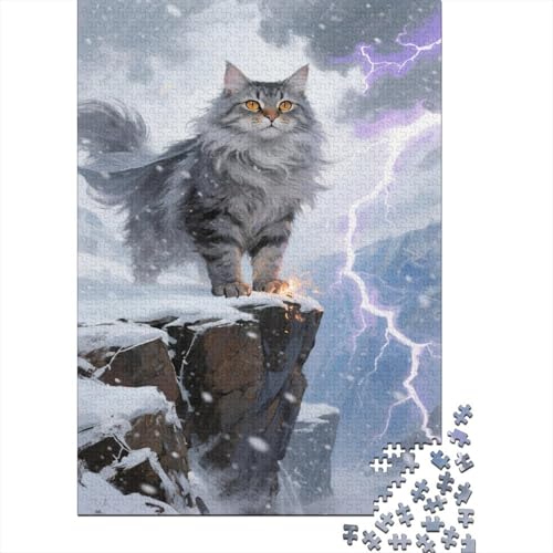 Puzzle Maine Coon-Katze Mit 1000 Teilen Für Erwachsene, EIN Unmögliches Geschicklichkeitsspiel Snowy Sturm Formpuzzle Familien-Puzzlespiel Home-Dekoration 1000pcs (75x50cm) von YYVKPMLXC
