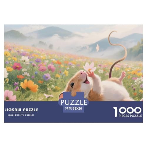 Puzzle Meerschweinchen Mit 1000 Teilen Für Erwachsene,Blumenfeld Pastorale Anspruchsvolles Spielzeug Lernspiel Spielzeug Geschenk Home-Dekoration 38x26cm/1000pcs von YYVKPMLXC