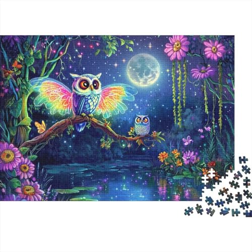 Puzzle Mit 1000 Teilen Für Erwachsene Eule Herausforderungsspielzeug Nacht Szene Figurenpuzzle Lernspiel Spielzeug Geschenk Home-Dekoration 1000pcs (75x50cm) von YYVKPMLXC
