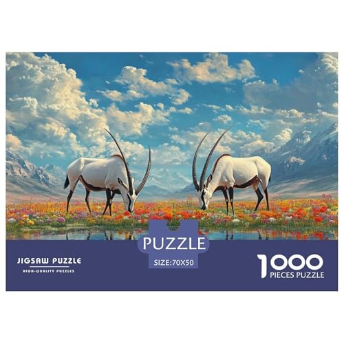 Puzzle Mongolische Gazelle 1000 Stücken Für Erwachsene,Frühlingsplateau EIN Unmögliches Geschicklichkeitsspiel Lernspiel Spielzeug Geschenk Home-Dekoration 70x50cm/1000pcs von YYVKPMLXC