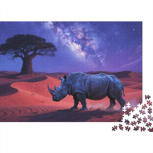 Puzzle Nashorn Mit 1000 Teilen Für Erwachsene,Sternengefüllte Wüste Herausforderungsspielzeug Denksport-Puzzle Home-Dekoration 1000pcs (75x50cm) von YYVKPMLXC