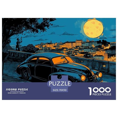Puzzle Oldtimer-Sedan 1000 Stücken Für Erwachsene,City Nachtansicht EIN Unmögliches Geschicklichkeitsspiel Lernspiel Spielzeug Geschenk Home-Dekoration 70x50cm/1000pcs von YYVKPMLXC