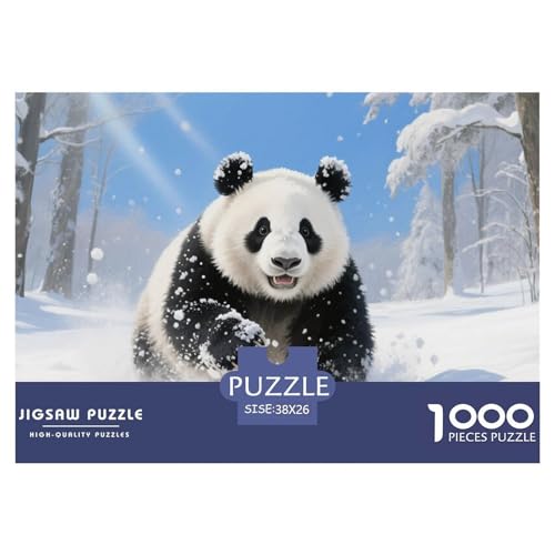 Puzzle Panda Mit 1000 Teilen Für Erwachsene,Winter Snow Waldszene EIN Unmögliches Geschicklichkeitsspiel Familien-Puzzlespiel Home-Dekoration 38x26cm/1000pcs von YYVKPMLXC