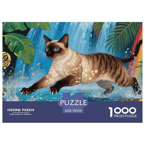 Puzzle Perserkatze Mit 1000 Teilen Für Erwachsene,Regenwald Wasserfall Anspruchsvolles Spielzeug Lernspiel Spielzeug Geschenk Home-Dekoration 70x50cm/1000pcs von YYVKPMLXC