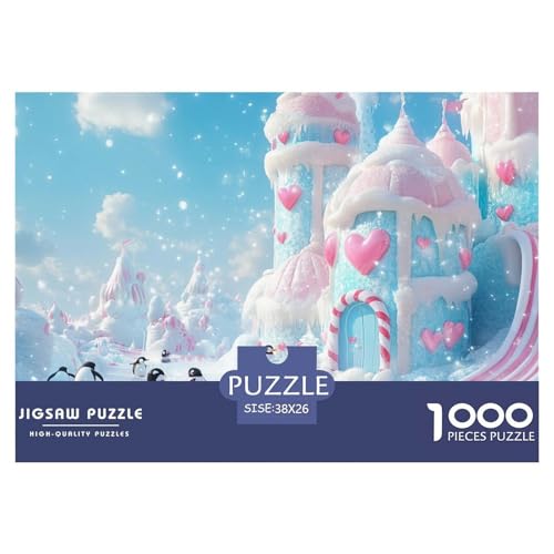 Puzzle Pinguin Mit 1000 Teilen Für Erwachsene,EIS und Schnee Schloss Anspruchsvolles Spielzeug Lernspiel Spielzeug Geschenk Home-Dekoration 38x26cm/1000pcs von YYVKPMLXC