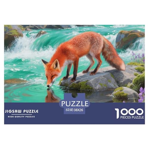 Puzzle Roter Fuchs Mit 1000 Teilen Für Erwachsene,Bergbach Anspruchsvolles Spielzeug Lernspiel Spielzeug Geschenk Home-Dekoration 38x26cm/1000pcs von YYVKPMLXC