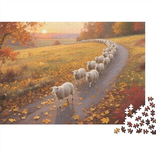 Puzzle Schaf Aus 1000 Stücken Für Erwachsene,Goldenes Herbstlandschaft EIN Unmögliches Geschicklichkeitsspiel, Lernspiel Spielzeug Geschenk Home-Dekoration 1000pcs (75x50cm) von YYVKPMLXC