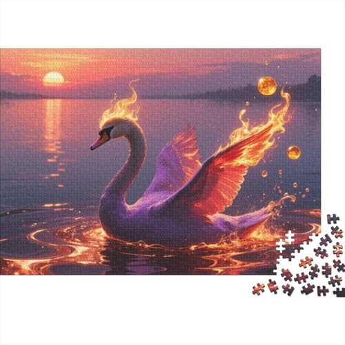 Puzzle Schwan Mit 1000 Teilen Für Erwachsene,Sonnenuntergang See Reich Anspruchsvolles Spielzeug Lernspiel Spielzeug Geschenk Home-Dekoration 1000pcs (75x50cm) von YYVKPMLXC