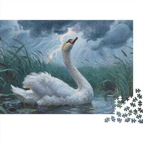 Puzzle Schwan Mit 1000 Teilen Für Erwachsene,Wildtiere in Feuchtgebieten Herausforderungsspielzeug Intelligenz-Puzzle Home-Dekoration 1000pcs (75x50cm) von YYVKPMLXC