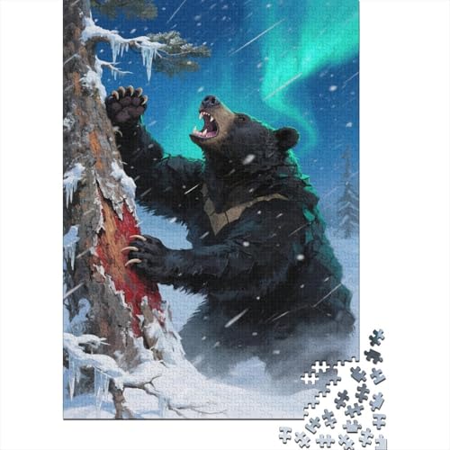 Puzzle Schwarzbär Mit 1000 Teilen Für Erwachsene, Winter Schneeszene Herausforderungsspielzeug Schnipselpuzzle Lernspiel Spielzeug Geschenk Home-Dekoration 1000pcs (75x50cm) von YYVKPMLXC