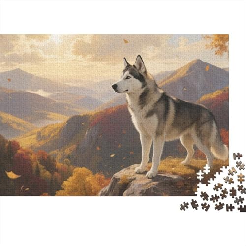 Puzzle Sibirischer Husky Hund Mit 1000 Teilen Für Erwachsene,Herbst Berg EIN Unmögliches Geschicklichkeitsspiel Familien-Puzzlespiel Home-Dekoration 1000pcs (75x50cm) von YYVKPMLXC