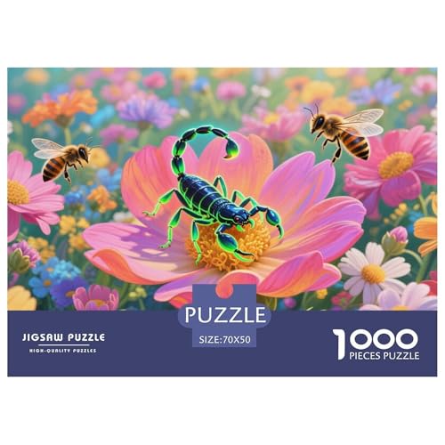 Puzzle Skorpion Mit 1000 Teilen Für Erwachsene,Blumenfeld Ökosystem Anspruchsvolles Spielzeug Lernspiel Spielzeug Geschenk Home-Dekoration 70x50cm/1000pcs von YYVKPMLXC