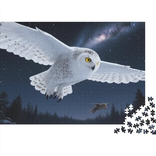 Puzzle Snowy Eule Mit 1000 Teilen Für Erwachsene,Sternenhimmel Nacht Waldszene EIN Unmögliches Geschicklichkeitsspiel Familien-Puzzlespiel Home-Dekoration 1000pcs (75x50cm) von YYVKPMLXC