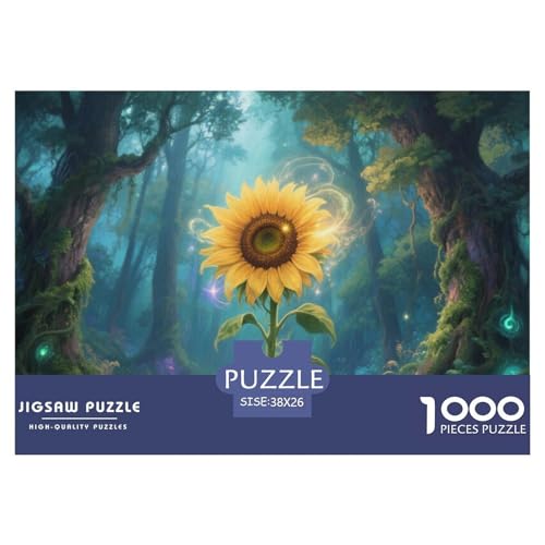 Puzzle Sonnenblume Mit 1000 Teilen Für Erwachsene,Magischer Wald Anspruchsvolles Spielzeug Lernspiel Spielzeug Geschenk Home-Dekoration 38x26cm/1000pcs von YYVKPMLXC