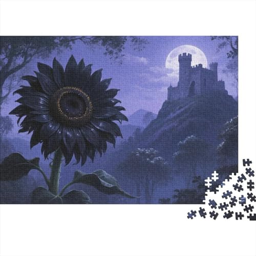 Puzzle Sonnenblume Mit 1000 Teilen Für Erwachsene,Mondbeleuchtes Schloss EIN Unmögliches Geschicklichkeitsspiel Familien-Puzzlespiel Home-Dekoration 1000pcs (75x50cm) von YYVKPMLXC