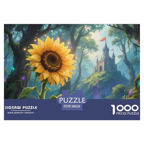 Puzzle Sonnenblume Mit 1000 Teilen Für Erwachsene,Phantastischer Waldschloss Anspruchsvolles Spielzeug Lernspiel Spielzeug Geschenk Home-Dekoration 38x26cm/1000pcs von YYVKPMLXC