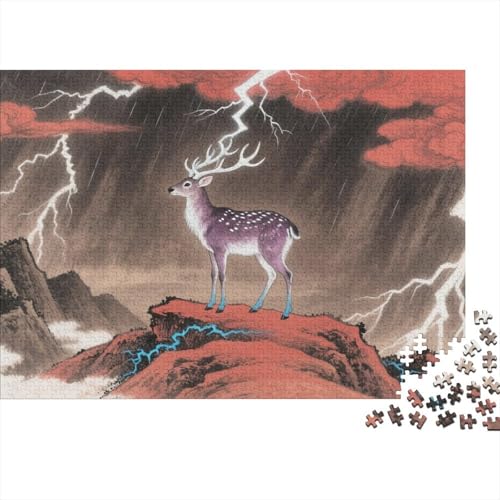 Puzzle Spotted Hirsch Mit 1000 Teilen Für Erwachsene,Gewitter Mountain EIN Unmögliches Geschicklichkeitsspiel Familien-Puzzlespiel Home-Dekoration 1000pcs (75x50cm) von YYVKPMLXC