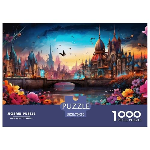 Puzzle Stadtarchitektur Mit 1000 Teilen Für Erwachsene,Twilight Schloss Anspruchsvolles Spielzeug Lernspiel Spielzeug Geschenk Home-Dekoration 70x50cm/1000pcs von YYVKPMLXC