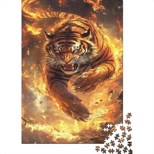Puzzle Tiger Mit 1000 Teilen Für Erwachsene, Flammeffekt EIN Unmögliches Geschicklichkeitsspiel Formpuzzle Lernspiel Spielzeug Geschenk Home-Dekoration 1000pcs (75x50cm) von YYVKPMLXC