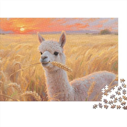 Puzzles Alpaka 1000 Teilen Für Erwachsene,Goldenes Weizenfeld bei Sonnenuntergang Denksport-Puzzle Herausforderungsspielzeug Familien-Puzzlespiel Home-Dekoration 1000pcs (75x50cm) von YYVKPMLXC