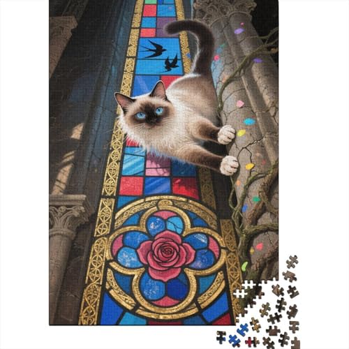 Puzzles Balinese Katze Aus 1000 Teilen Für Erwachsene Architektonische Skulptur EIN Unmögliches Geschicklichkeitsspiel Holzpuzzles Familien-Puzzlespiel Home-Dekoration 1000pcs (75x50cm) von YYVKPMLXC