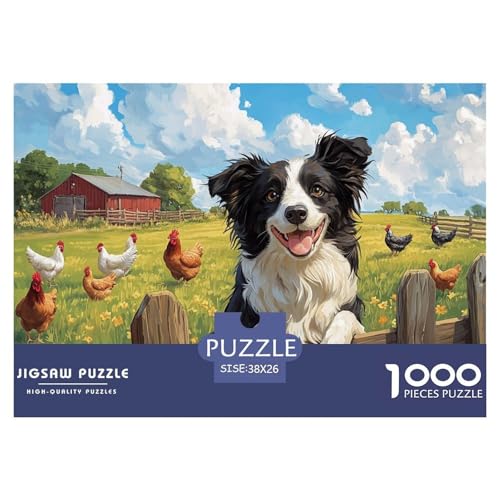 Puzzles Border Collie Aus 1000 Teilen Für Erwachsene,ländliche Landschaft EIN Unmögliches Geschicklichkeitsspiel Familien-Puzzlespiel Home-Dekoration 38x26cm/1000pcs von YYVKPMLXC