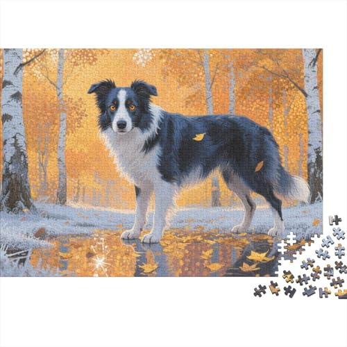 Puzzles Border Collie Hund 1000 Teilen Für Erwachsene,Herbstwald Intelligenz-Puzzle Herausforderungsspielzeug Familien-Puzzlespiel 1000pcs (75x50cm) von YYVKPMLXC